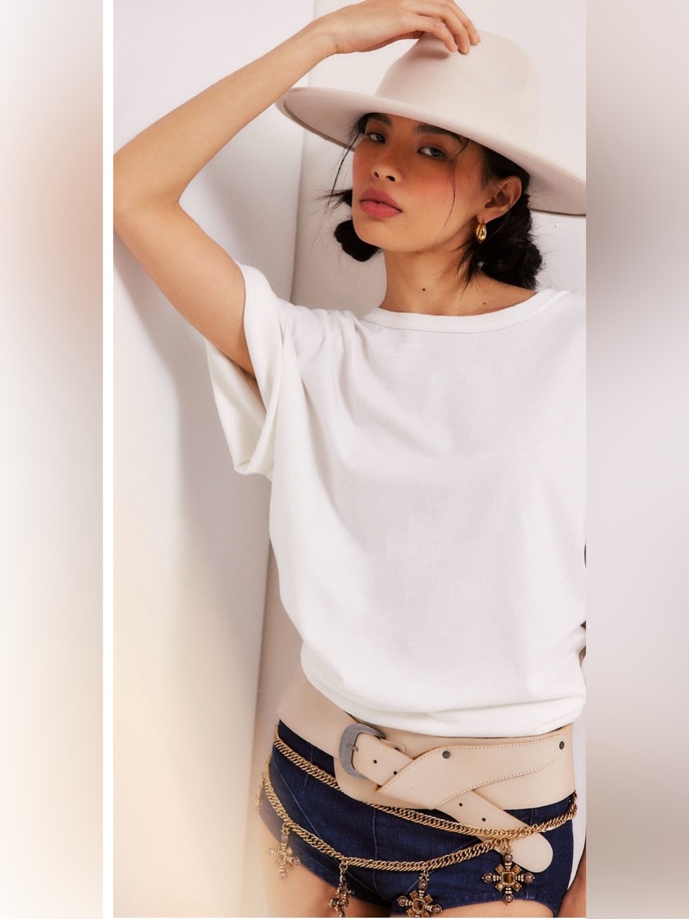 Free People Wide-Brim Felt Hat in Cream